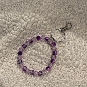 Purple Beaded Wristlet Keychain